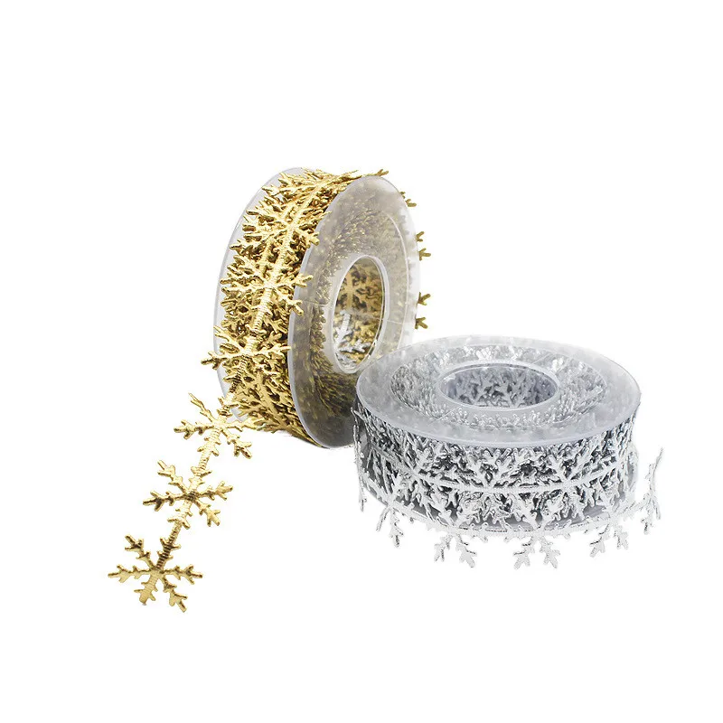 10 м новая имитация кожи золотистого и серебристого лента из снежинок кружевное