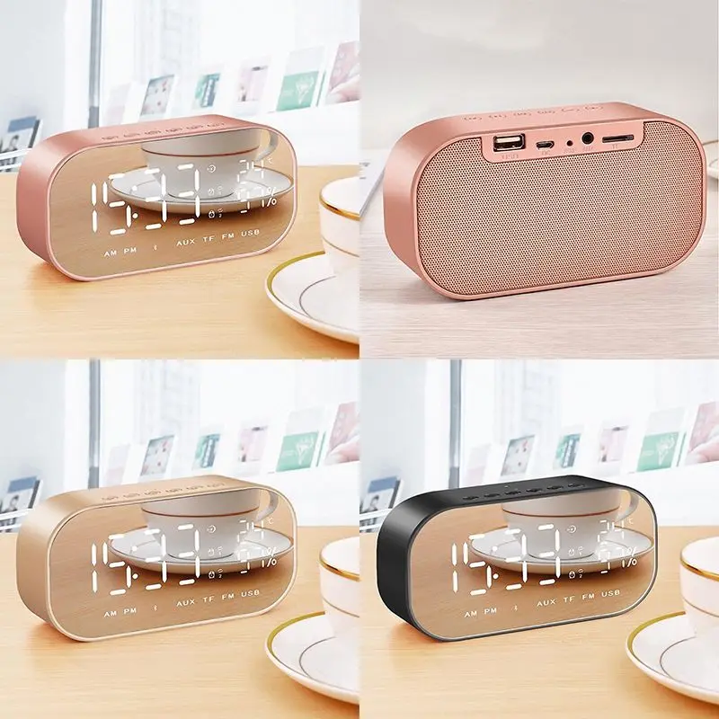 

Rose Gold S2 Bluetooth wireless mini alarm mirror small stereo computer car subwoofer creative bedside speakers