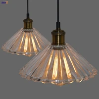 iron vintage loft style pendant lights with glass lampshade led e27 4w retro industrial hanglamp fxitures living room decoration