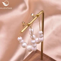 xlentag natural fresh water white pearls drop earrings women accessories cute angle dangle earings korean funny jewellery ge0959