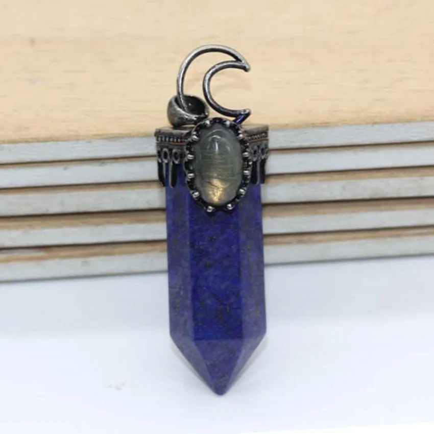 100 уникальный 1 шт посеребренный античный луной лазурит шестиугольник Призма