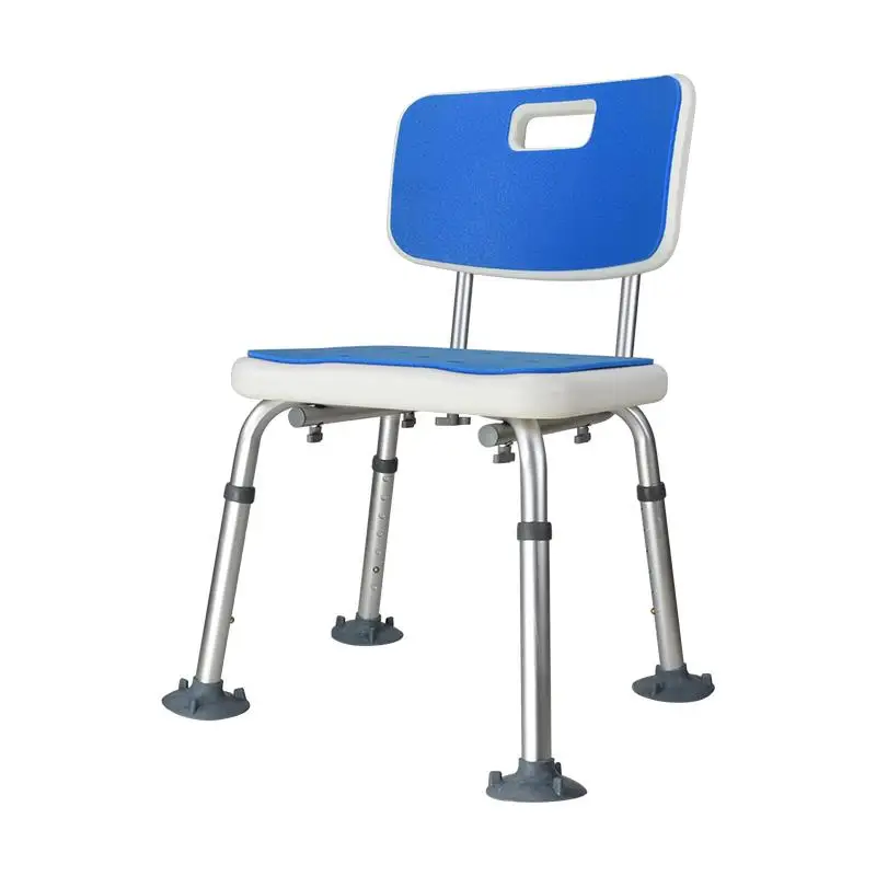 Portable Shower Chair For Children/Adult/Elderly Aluminum Bathroom Stool Non-Slip Square With Back/Sitting Cushion