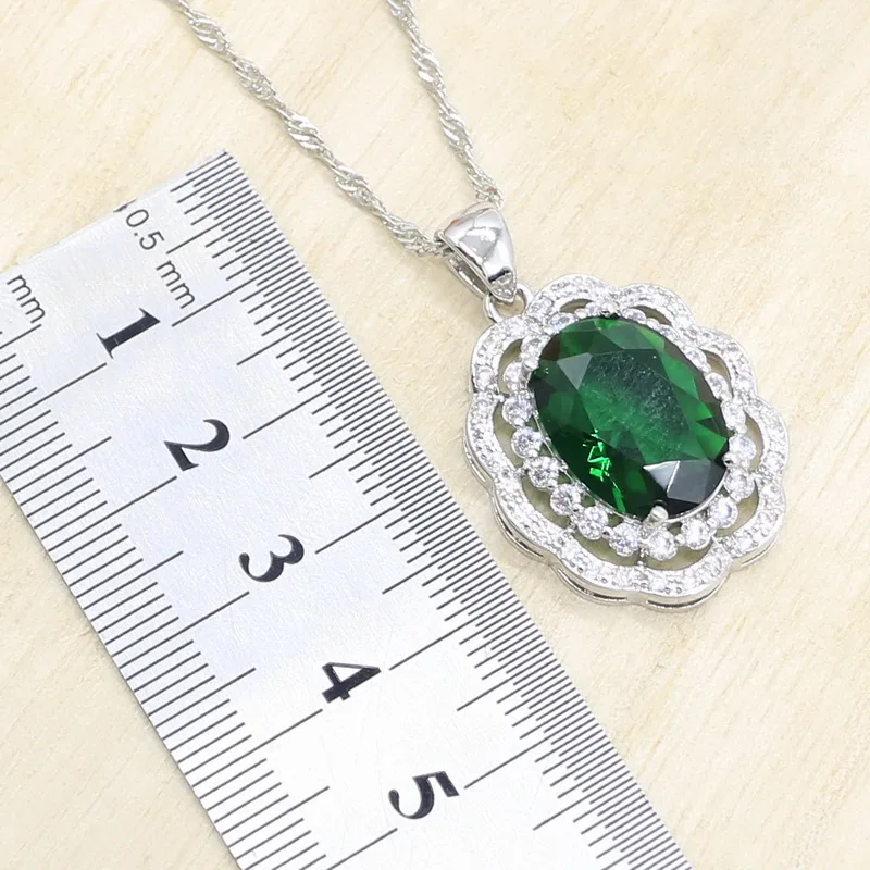 Геометрический серебряный цвет искусственные зеленые камни белый цирконий