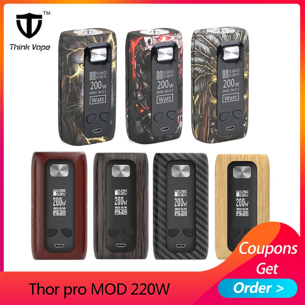 Think Vape Thor pro MOD 220 Вт Двойной 18650 электронная сигарета мод VW/TC/Bypass TFT экран vs Vape Thor box mod