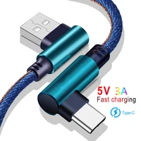 micro usb type c cable 3a fast charger usb cord 90 degree elbow nylon braided data cable for samsunghuaweixiaomi android phone