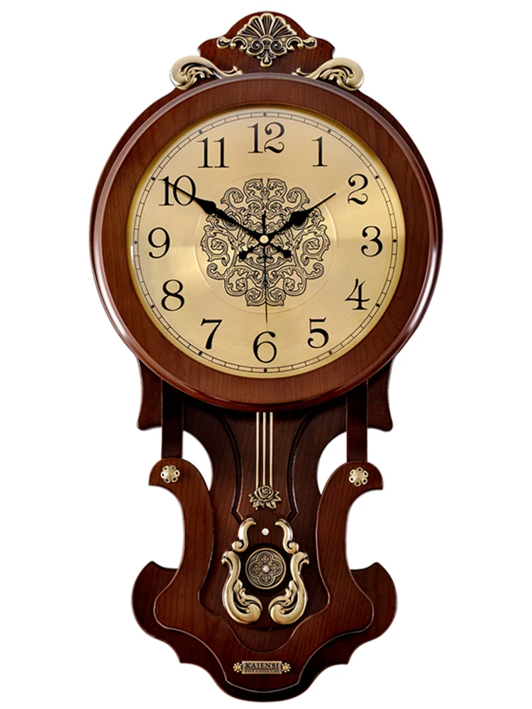 

European Wall Clock Vintage Pendulum Clock Wall Decor Bell Living Room Radio Clocks Home Chinese Style Duvar Saati Decor SC445