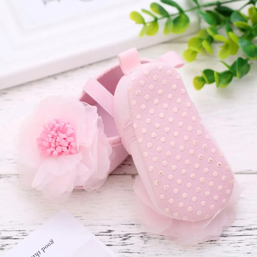 

Baby Girl Shoes Cotton First Walker Shoes Newborn Baby Girls 1PC Hair Belt + Flowers Applique Soft Sole Single Shoes 2019 Newest