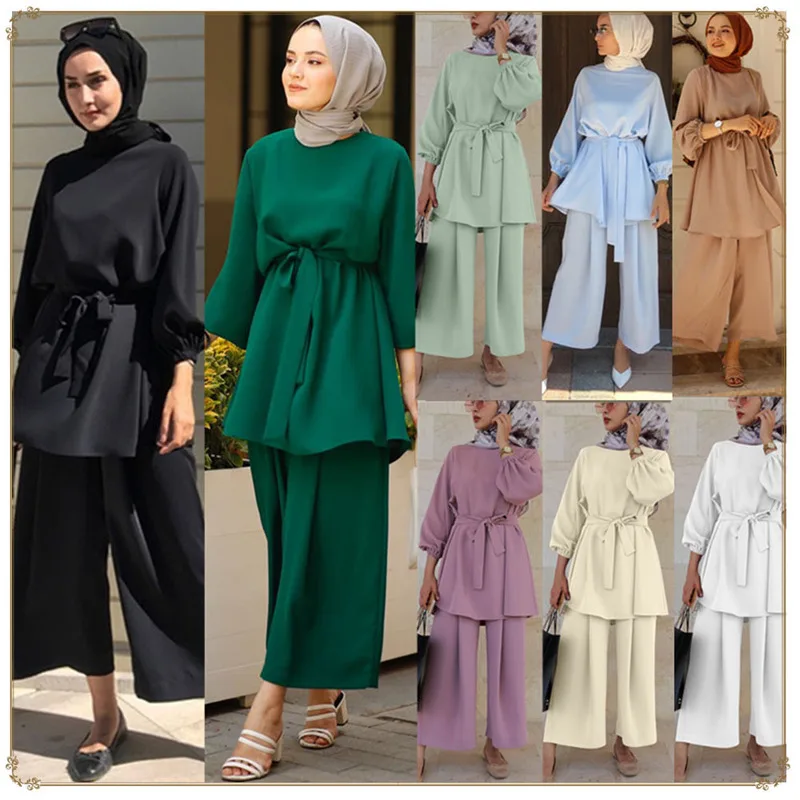 Eid Mubarek Abaya Турция Hijab, женское платье из двух частей, Caftan caftans, мусульманские костюмы