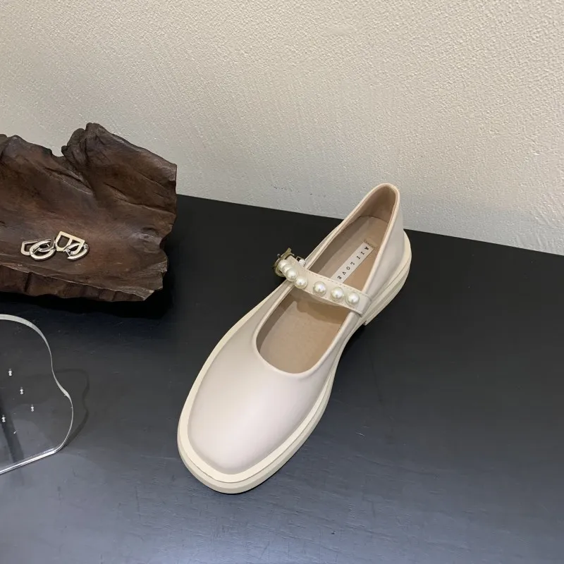 

Shoes Woman 2021 Square Toe Autumn Low Heels Modis Clogs Platform British Style Casual Female Sneakers Oxfords Soft Flats Shallo