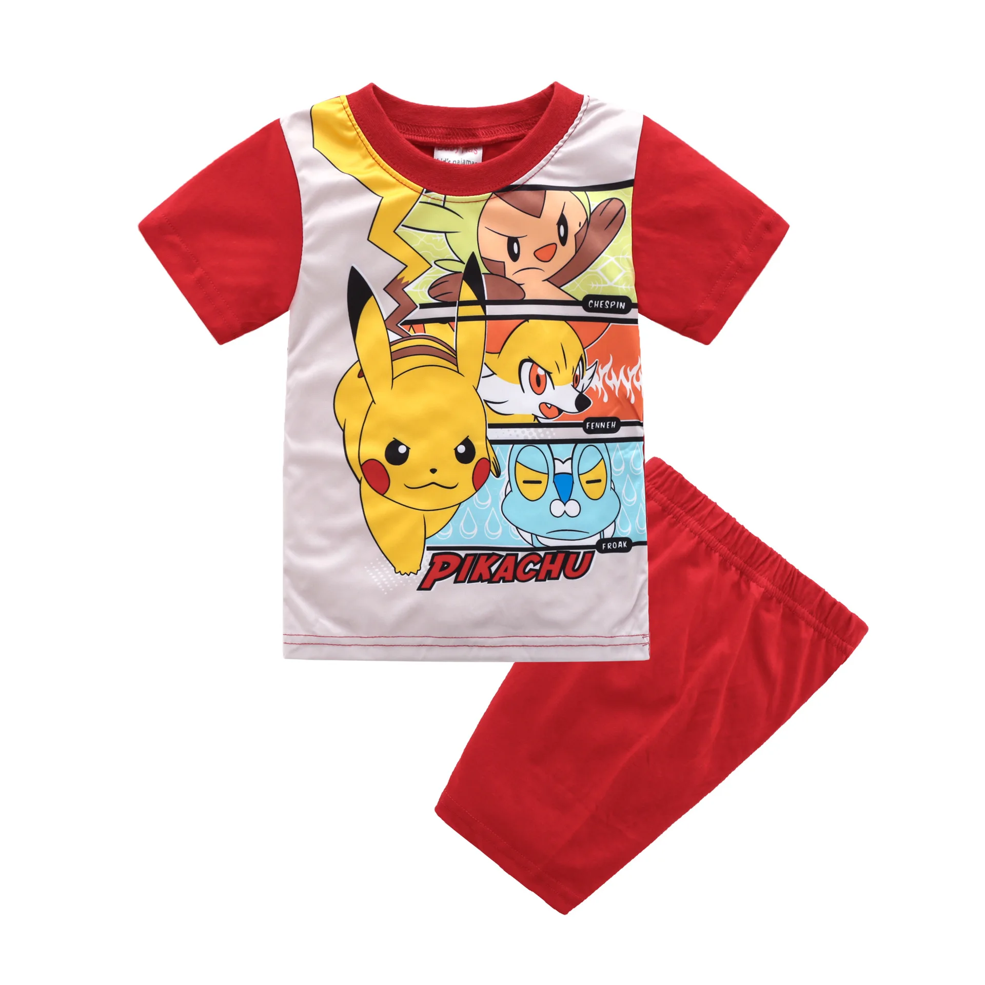 Пижамный комплект для мальчиков и девочек Пикачу Покемон летняя хлопковая