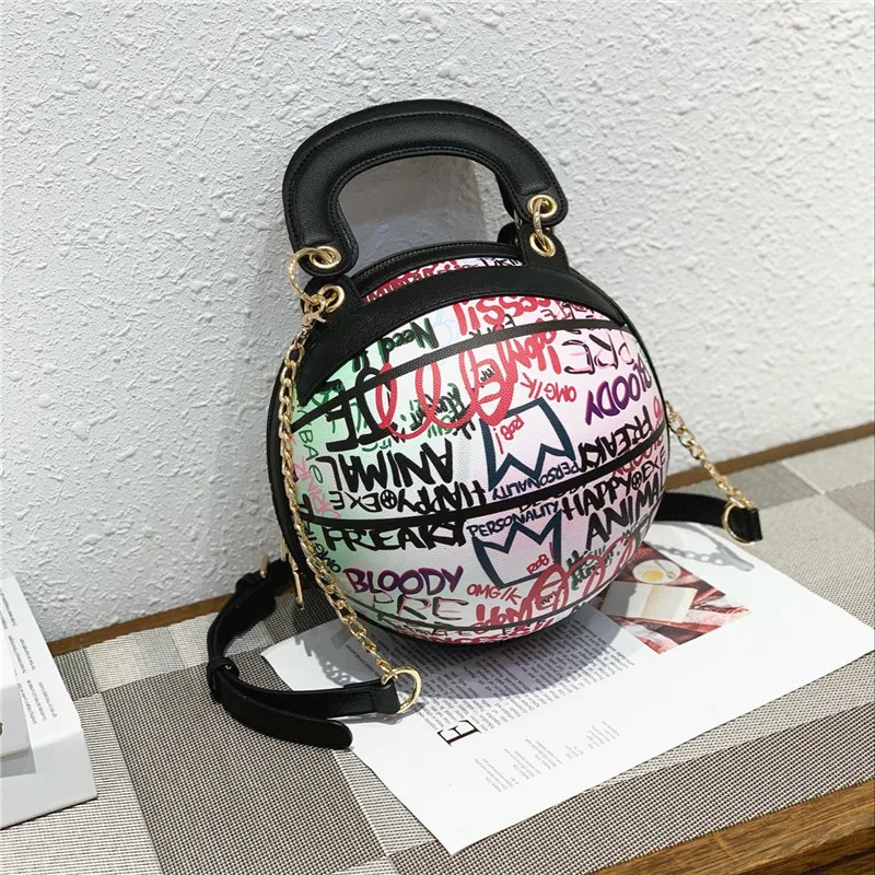 

Mel Flex Cross-border Women's Street Shoulder Bags Die-shaped Personality Diagonal Portable Painted Graffiti Basketball Bag