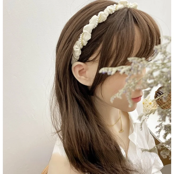 

20PCS/lot NEW Fashion Luxurious Pearls Rhinestone Hair Hoop Headband Hairband for Women Girls Gauze Hair Band Hair Accessories