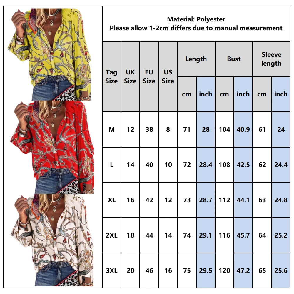Осенний Женский Повседневный женский топ с принтом в виде цепи длинный рукав