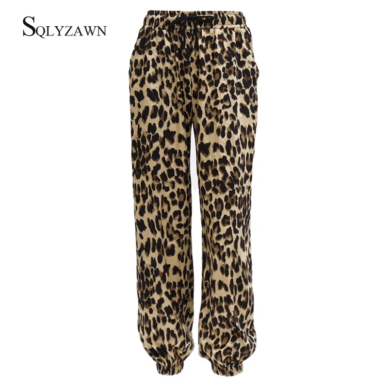 Женский леопардовый принт свободные джоггеры женские свитшоты модные с высокой