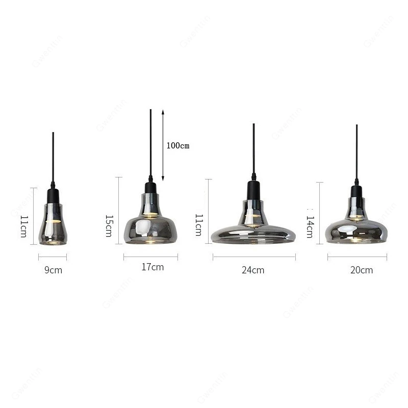 

Smoke Glass Led Pendant Lights Modern Kitchen Hanging Lamps Dining Room Light Fixtures Bedroom Cafe Bar Home Industrial Decor