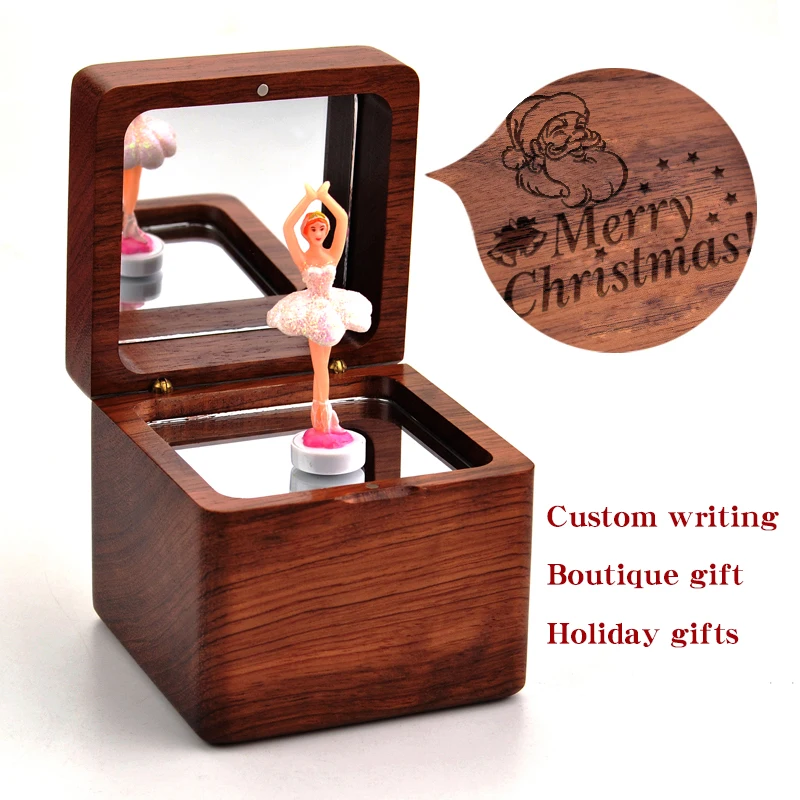 Деревянная вращающаяся музыкальная шкатулка для балета танцев на заказ надписи