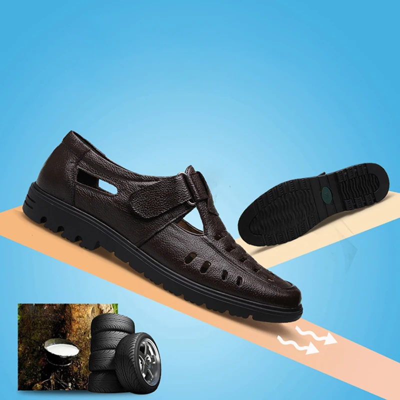 

Mazefeng Leather Casual Shoes Men High Quality Classic Men Sandals Summer Outdoor Walking Men Sneakers Breathable Men Sandals