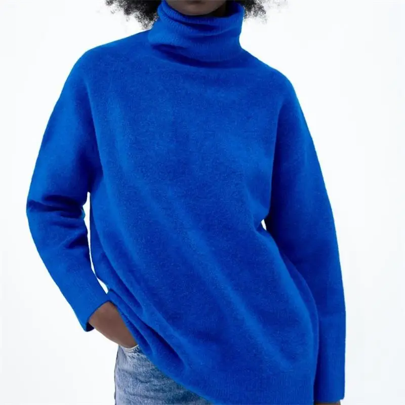 

ZXQJ 2021 Модный женский толстый теплый вязаный Свитер оверсайз винтажные женские пуловеры с высоким воротником и длинным рукавом шикарные топ...