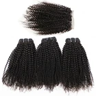 BOBBI коллекция афро кудрявые 23 пряди с 4*4 кружевной застежкой индийские Remy натуральные кудрявые пучки волос пряди для наращивания