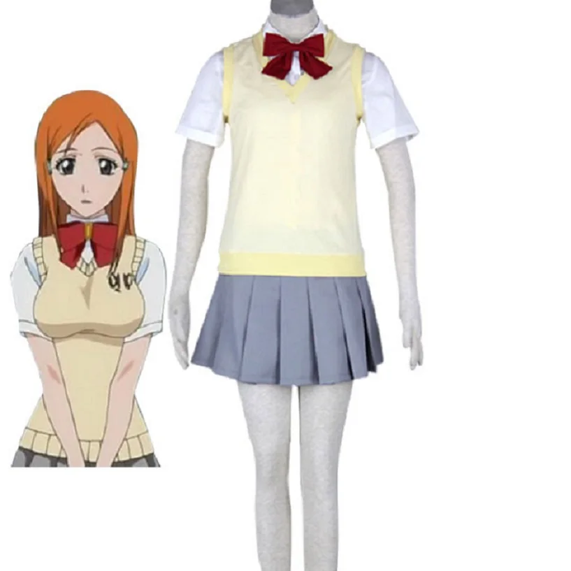 

Anime Cos Bleach Inoue Orihime Karakura High School Girl's Summer School Uniform Cosplay Costumes
