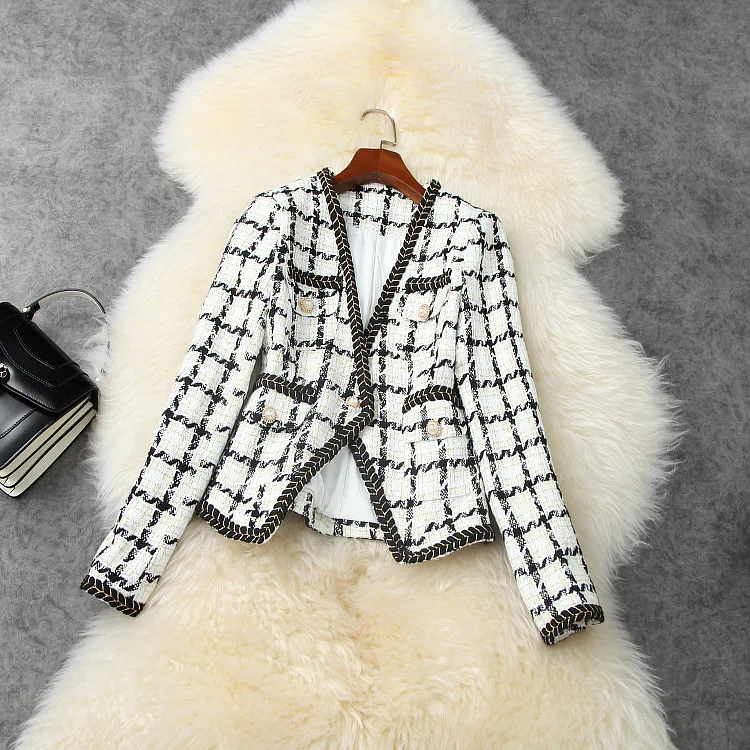 

European and American women's wear 2020 winter new style Long-sleeved one-button coat Tank dress Fashion tweed two-piece set