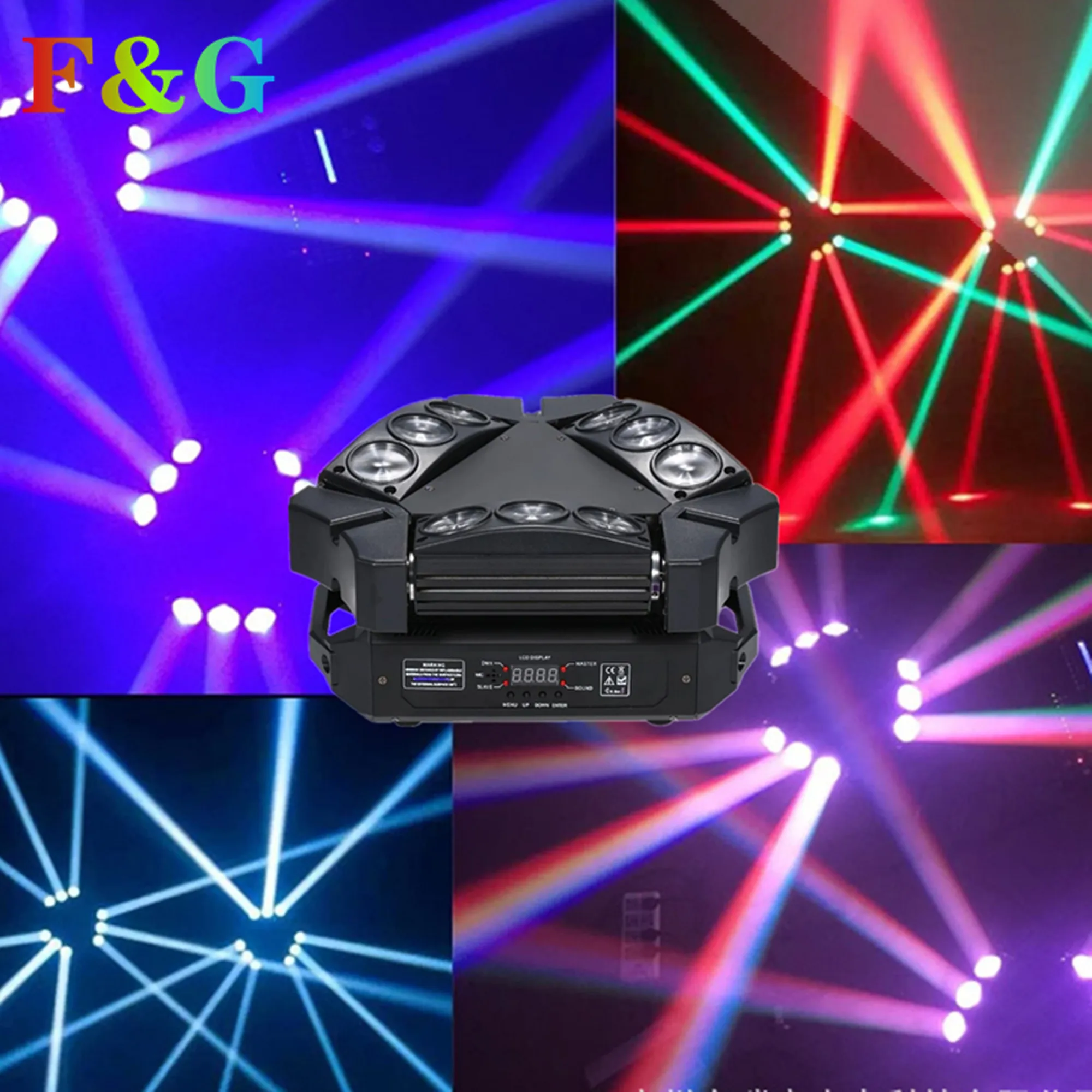 F & G RGBW 4In1 9X12W треугольный паук светодиодный головка перемещения луча светильник