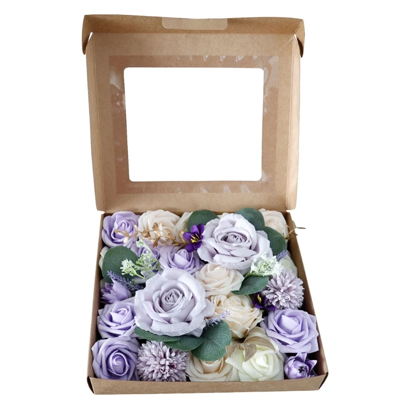 

Artificial Silk Flowers Box Set Flower Combo Kit Simulation Fake Floral for DIY Wedding Bouquets Table Centerpieces