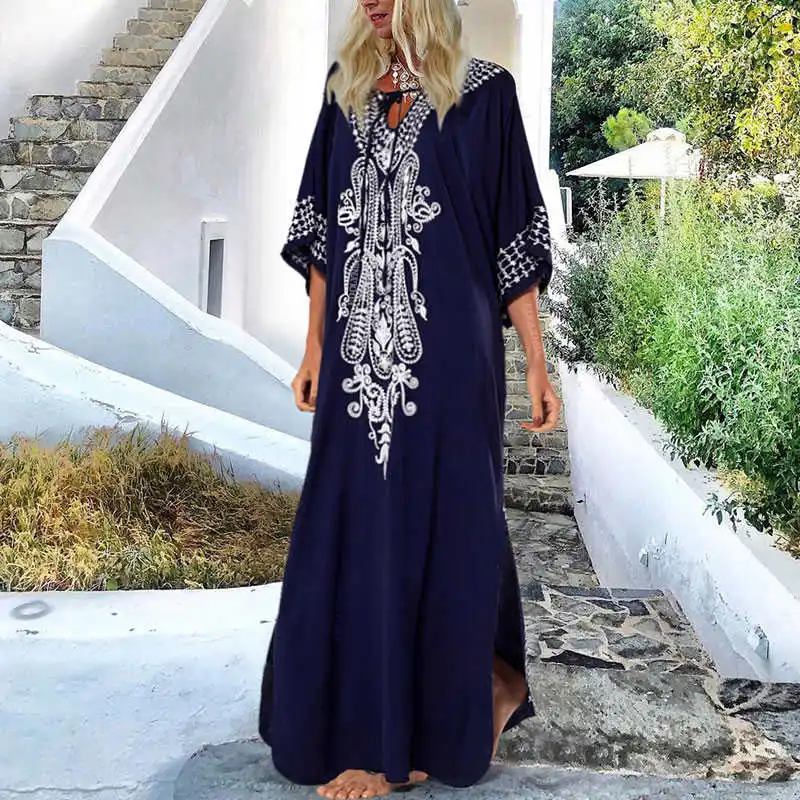 

2021 indie folk lace up v-neck batwing mango summer dress beach robes beachwear dress robe sarong n775