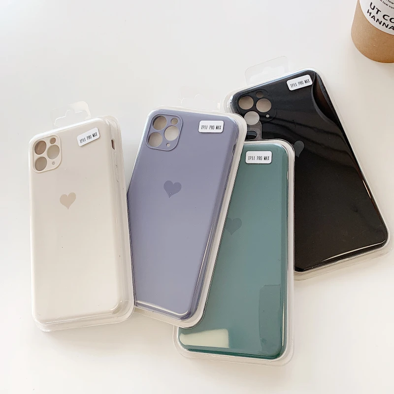 

Simple love heart case for iphone 7 8 7Plus X XR XS Max Matte Soft silicone TPU case For iphone 11 11Pro Max case back cover