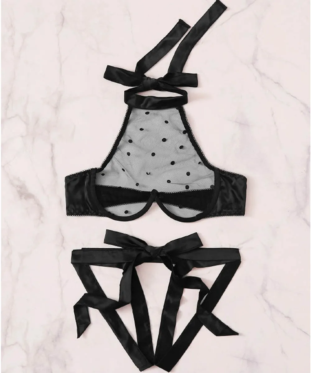 Женский комплект из 2 предметов комбинезон сексуальное Сетчатое нижнее белье в