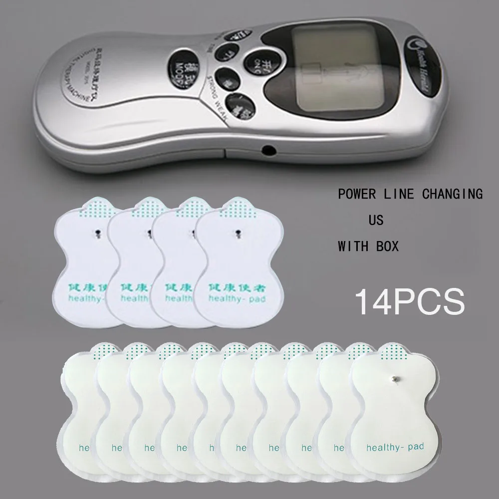 US plug 14pcs patch1 Меридиановая терапия, импульсный массажер, миостимулятор мышц, электронная машина для похудения, низкочастотный ФИЗИОТЕРАПЕВТИЧЕСКИЙ стимулятор - Цвет: US plug 14pcs patch1