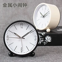 student childrens bedroom bedside mute small alarm clock metal desk clock with night light