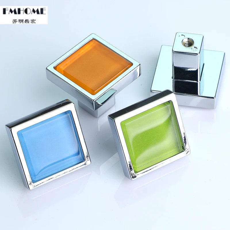 Хрустальная ручка ящика для комода выдвижных ящиков квадратная желтая зеленая