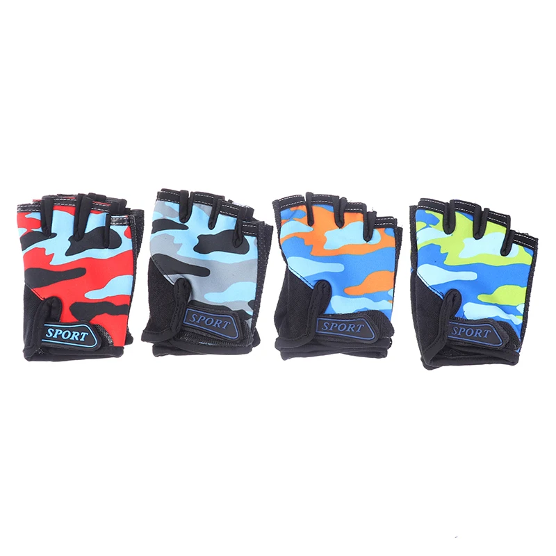 

Детские велосипедные перчатки камуфляжные с открытыми пальцами высокоэластичные Нескользящие велосипедные перчатки снаряжение для верхо...