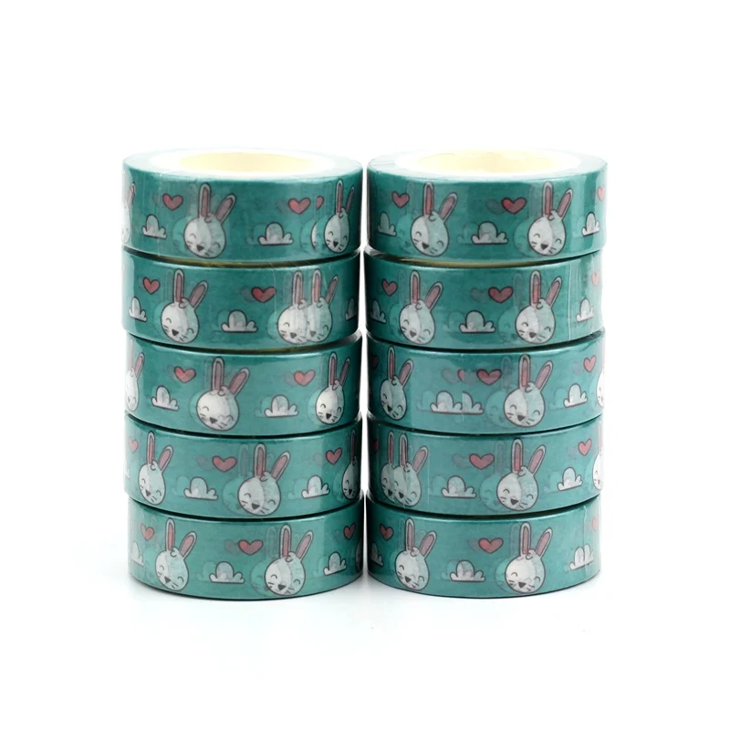 

10pcs/Lot Decorative Easter Blue Bunny Cloud and Heart Washi Tapes Scrapbooking Planner Adhesive Masking Tape Cute Stationery