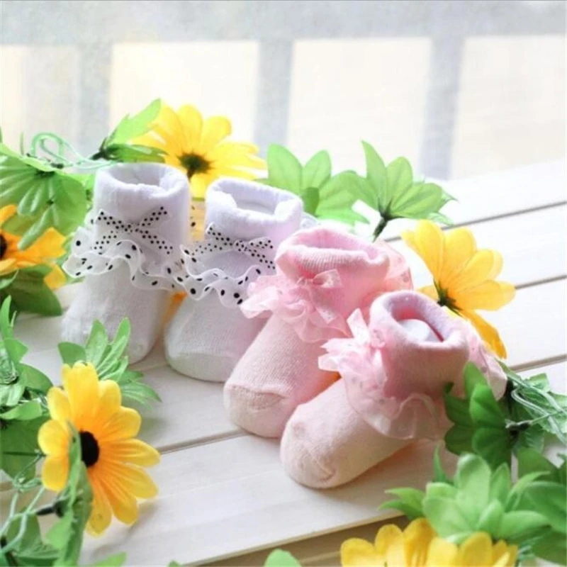 

Baby Socks Princess Lace with Bow Girls Newborn Cotton Sock Infant Flora Lace Socks Toddler Baby Clothing Accessories