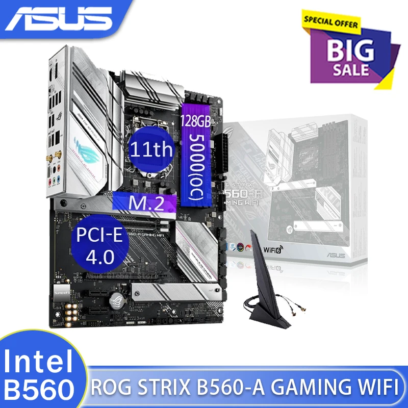 Asus ROG STRIX B560 A игровая материнская плата с WIFI LGA 1200 DDR4 5000(OC)MHz PCI E 4 0 оверлок для
