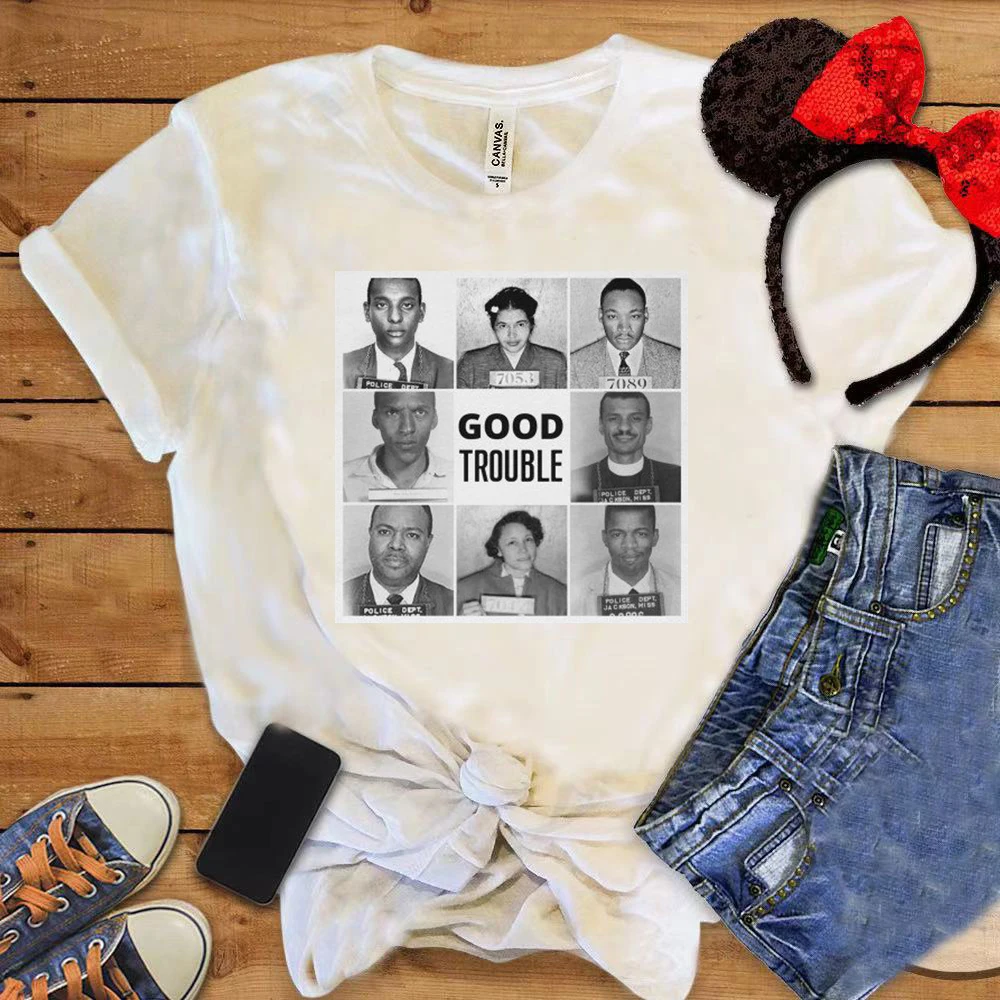 

Character Graphic Shirt Good Trouble Tops Funny Unisex Loose Short Sleeve Gift To Friend Comfort New Vogue Women Tee