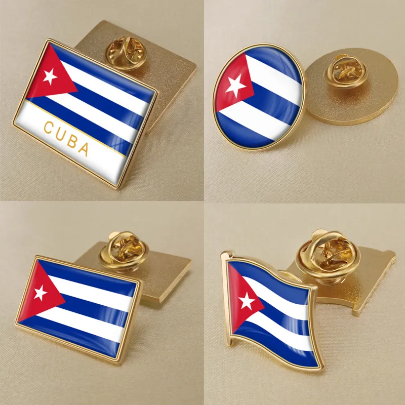 Coat of Arms of Cuba Cubans Map Flag National Emblem National Flower Brooch Badges Lapel Pins