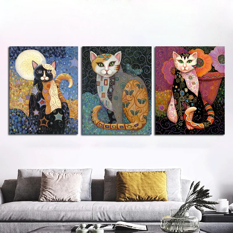 Классическая Масляная картина Густава Климта кошка абстрактный постер с