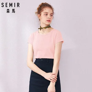 Футболка SEMIR женская с коротким рукавом, модная однотонная хлопковая Базовая рубашка с круглым вырезом, трендовая одежда, лето 2021
