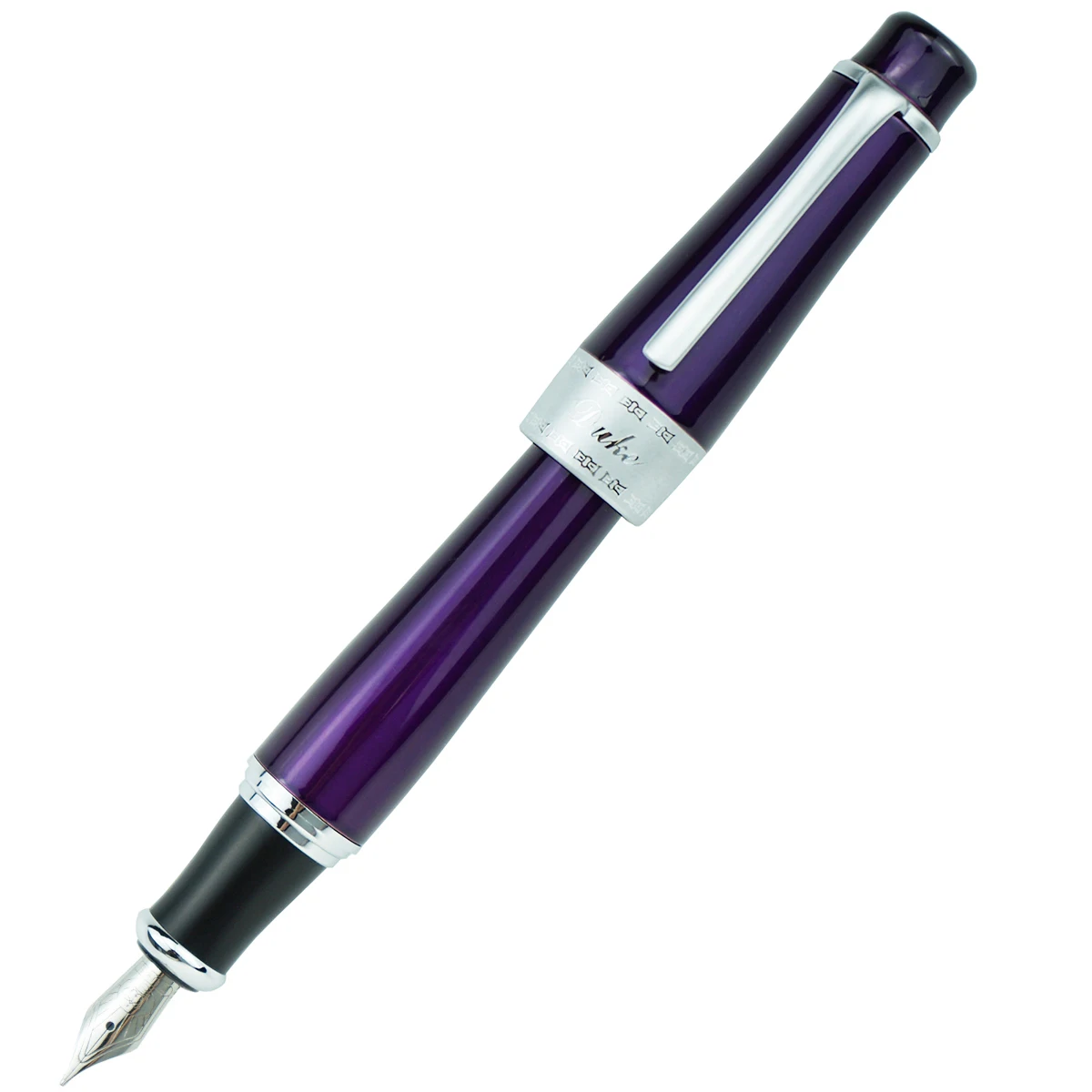 Duke 2009 Metal Fountain Pen Purple Memory Charlie-Chaplin Heavy Big Size Medium / Bent Nib Business Office School Gift Ink Pen