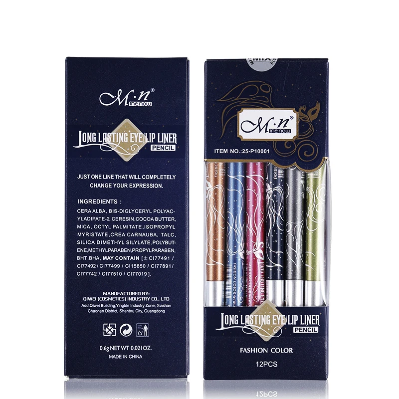 MENOW Brand Black White Eyeliner Pencil Pen Makeup 12pcs/Lot Easy To Wear Eyes Tattoo Pigment Waterproof Glitter EyeLiner Beauty |