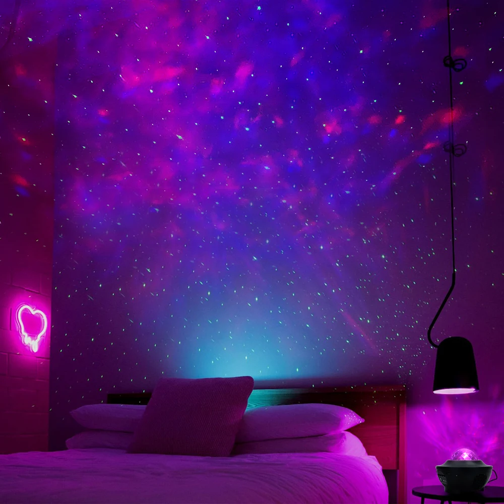usb star led night light rgb music starry water wave bluetooth speaker led galaxy projector light room decor for home childrens free global shipping