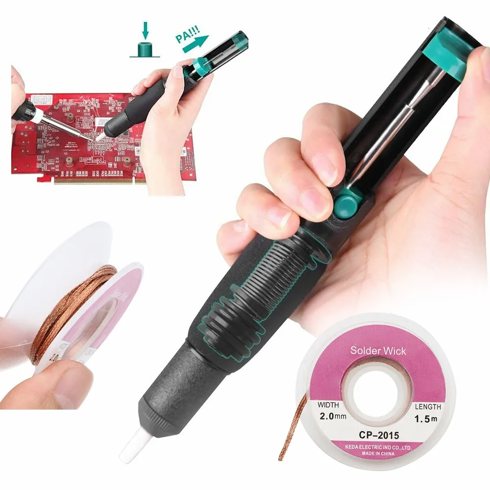 

1set Desoldering Pump Solder Sucker Welding Soldering Iron Braid Suction Removal Tool Welding Accessories Wholesale