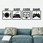 Наклейка на стену для геймера Eat Sleep Game Code программирующий контроллер видео виниловый художественный домашний декор для спальни съемные настенные наклейки для мальчика