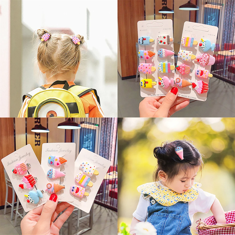 10 шт./компл. симпатичная боковая заколка для волос девочек с рисунком мороженого