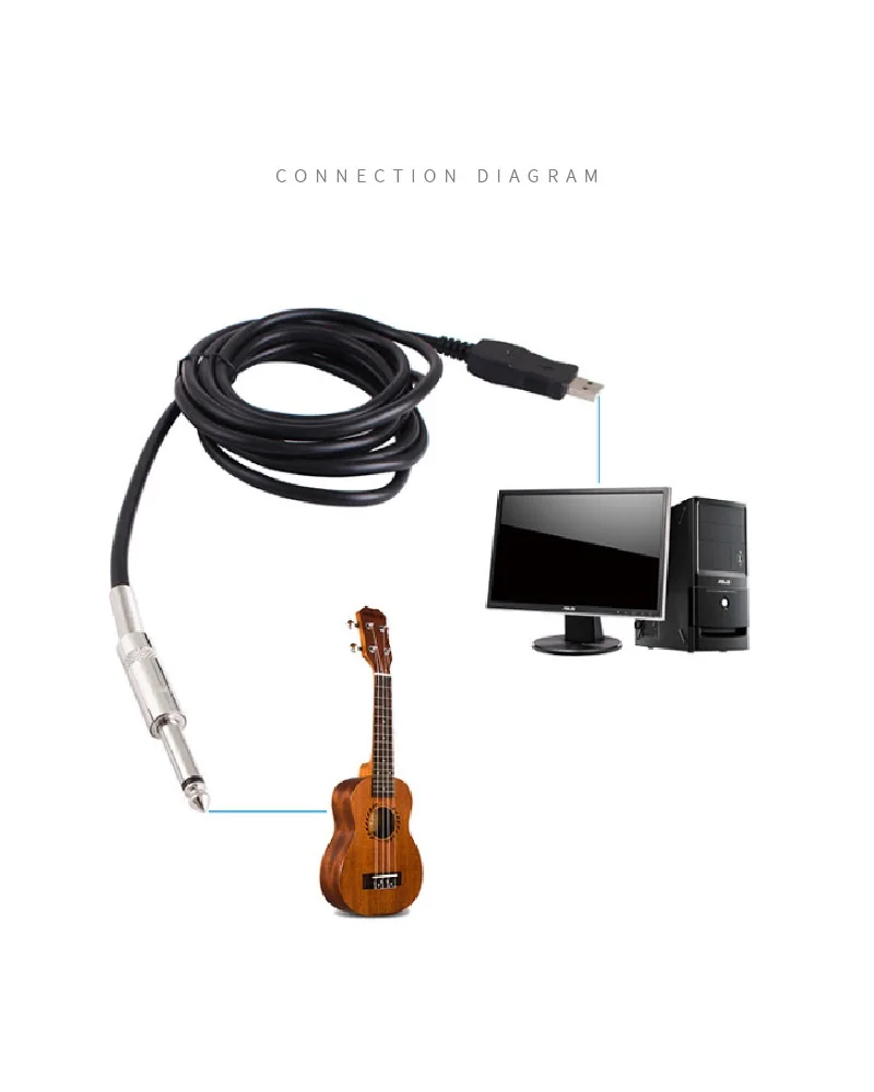 3 метровый гитарный кабель аудио USB Соединительный Интерфейс адаптер 1/4 6 35 мм