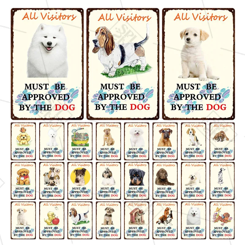 

Dog Tin Plate Pet Shop Vintage Metal Doorplate Wall Decoration Dog Metal Poster Bar Pet Shop Plaque Doghouse Home Decoration