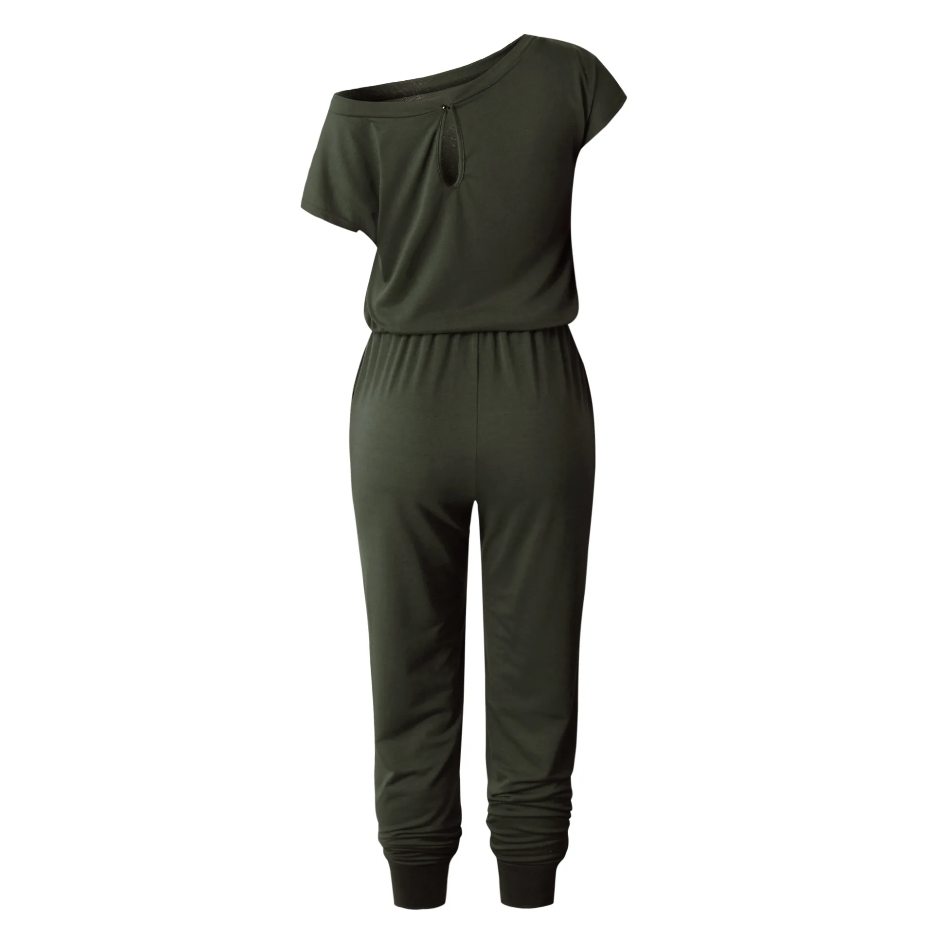 

Plus Size Solid Jumpsuit Women Summer 2020 Women Ropa Mujer Tracksuit Sexy Off Shoulder Short Sleeve Slim Overalls Long Romper